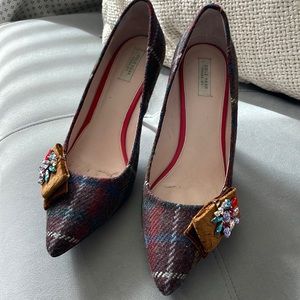 Cole Haan Tweed heels with jewel trim